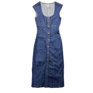 Madewell Denim Midi Dress Scoop Neck In Benton Wash Size 00, NEW NWT